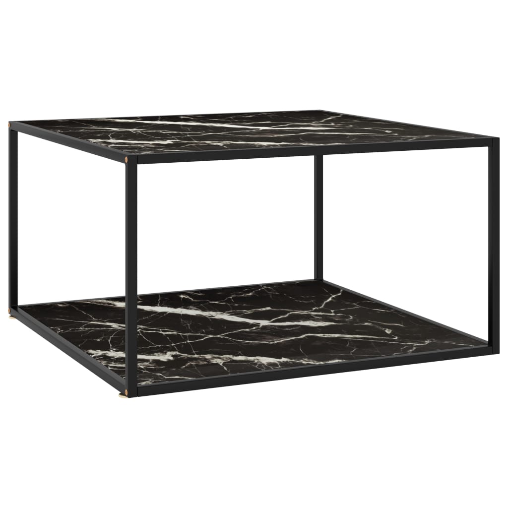 Image of vidaXL Coffee Table Black with Black Marble Glass 90x90x50 cm