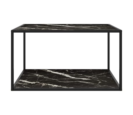 vidaXL Salongbord svart med svart marmorglass 90x90x50 cm