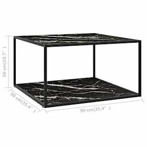 Konferenční stolek černý s černým mramorovým sklem 90x90x50 cm - obrázek 5