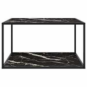 vidaXL Salongbord svart med svart marmorglass 90x90x50 cm