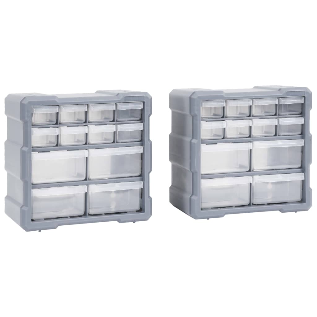 vidaXL Multi-Schubladen-Organizer 2 Stk. 12 Schubladen 26,5x16x26 cm