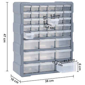 Organizér s 39 zásuvkami 38 x 16 x 47 cm - obrázek 9