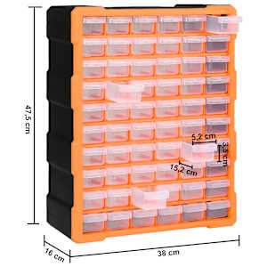 Organizér se 60 zásuvkami 38 x 16 x 47,5 cm - obrázek 9