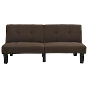 vidaXL Sofa-lova, tamsiai rudos spalvos, audinys