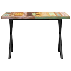 vidaXL spisebord med X-formede ben 140x70x77 cm massivt genbrugstr&aelig;