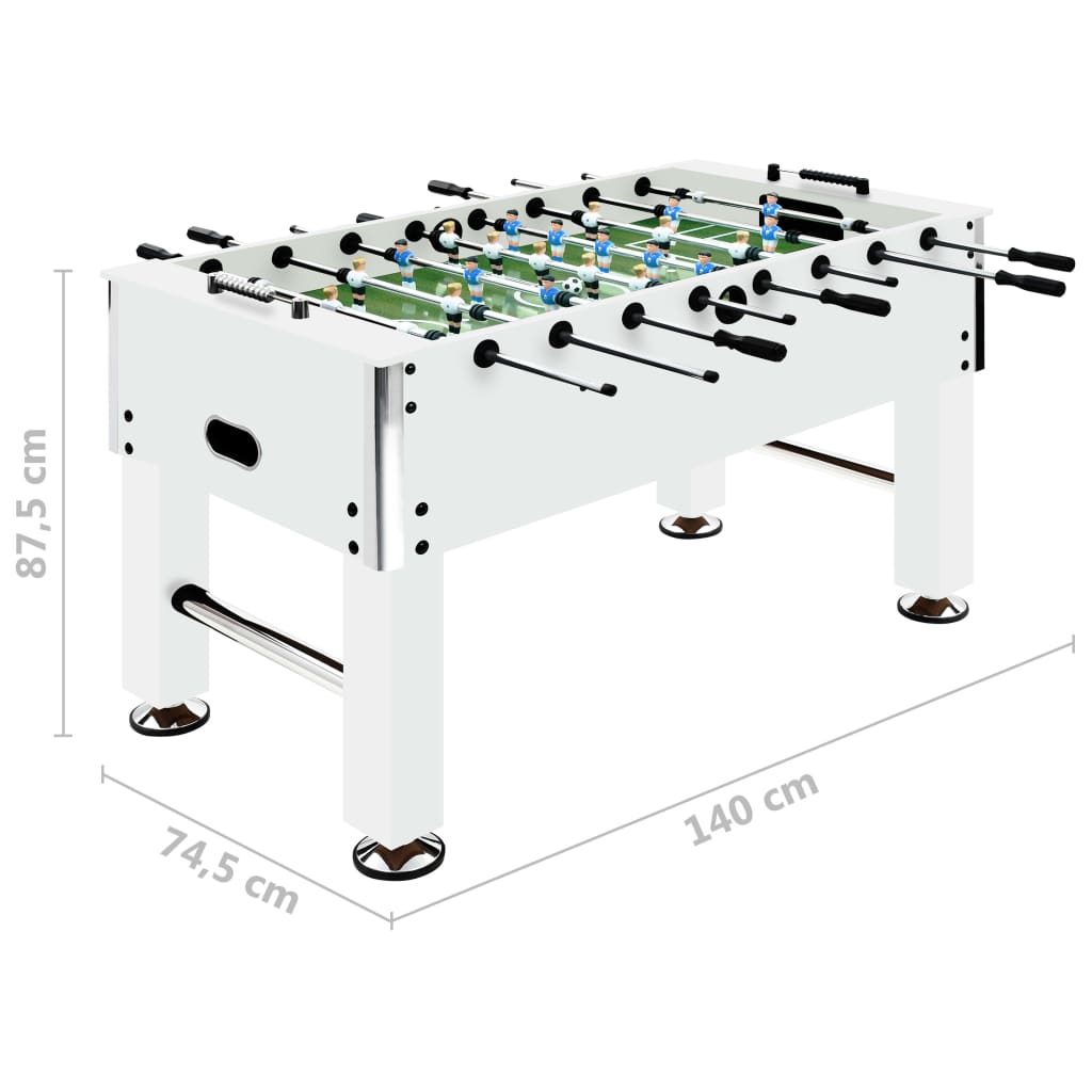 Fehér acél csocsóasztal 60 kg 140 x 74,5 x 87,5 cm 