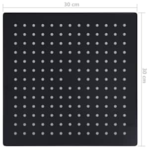 Dešťová sprchová hlavice nerezová ocel 30x30 cm čtvercová černá - obrázek 7
