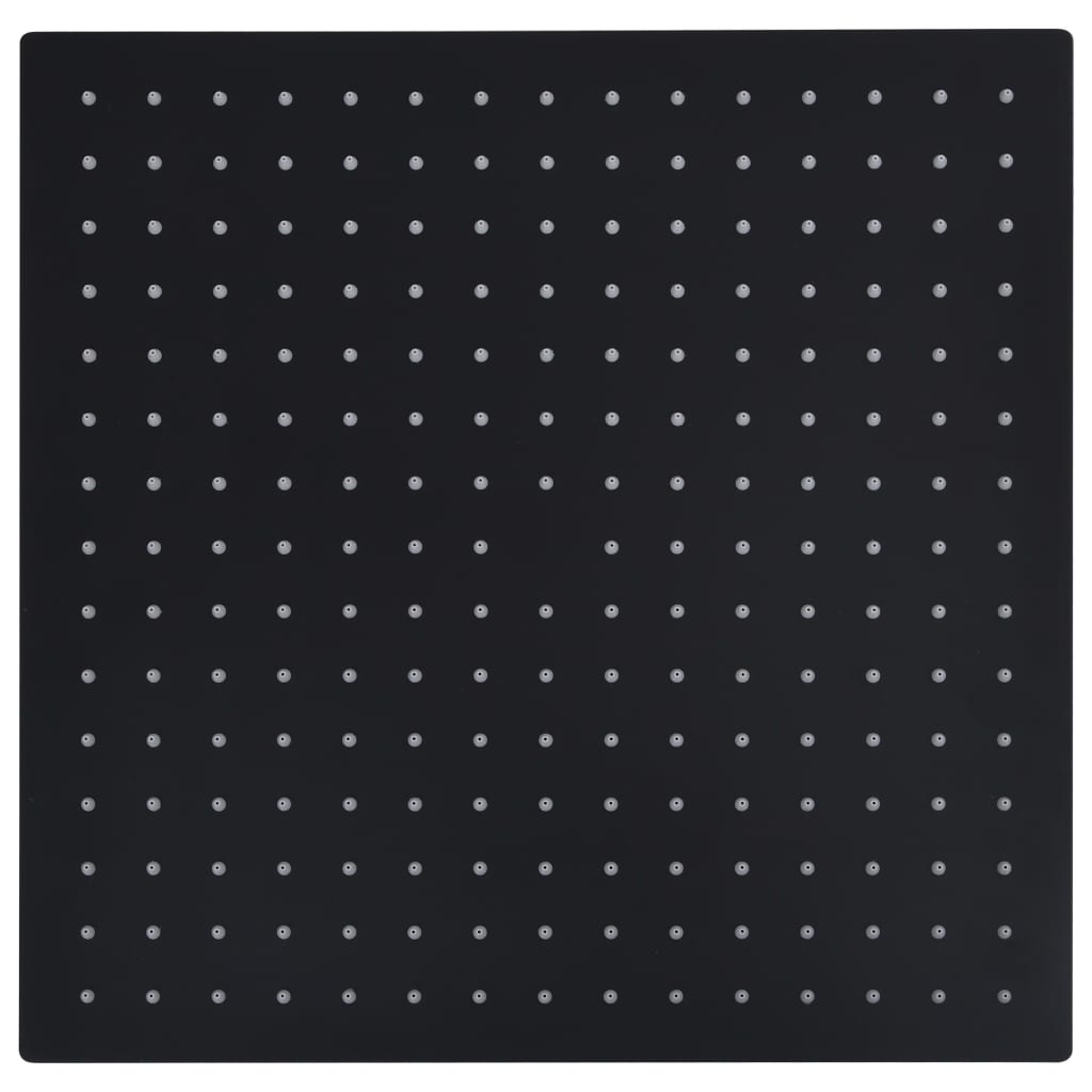 vidaXL Cabezal ducha efecto lluvia acero inox cuadrado negro 40x40 cm