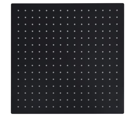 vidaXL Cabezal ducha efecto lluvia acero inox cuadrado negro 40x40 cm