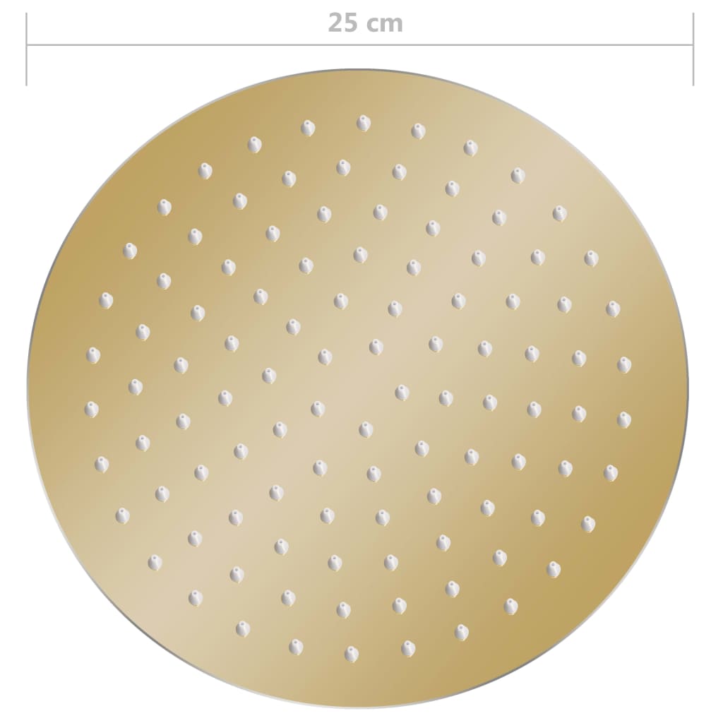 Aranyszínű kerek rozsdamentes acél esőztető zuhanyrózsa 25 cm 