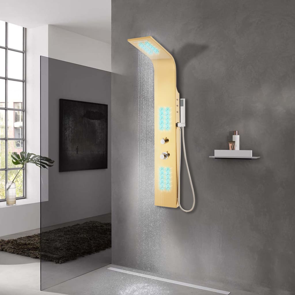 Panelový sprchový systém nerezová ocel 201 zlatý zaoblený