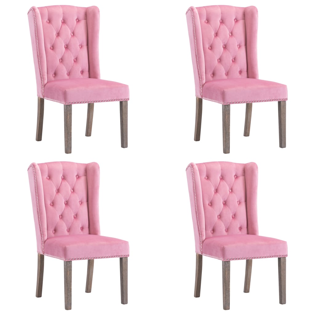 Jedálenské stoličky 4 ks ružové zamatové