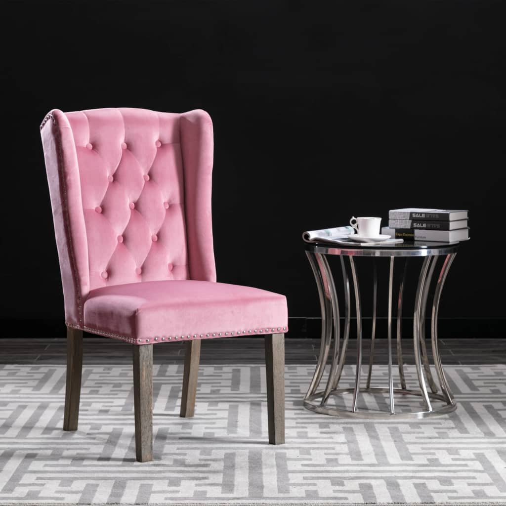 vidaXL Eetkamerstoelen 4 st fluweel roze