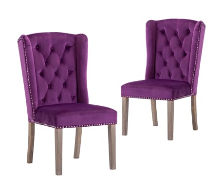 vidaXL 2x Esszimmerstuhl Lila Samt Küchenstuhl Polsterstuhl
