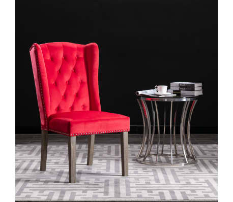 vidaXL Valgomojo kėdės, 6vnt., raudonos spalvos, aksomas (6x287957)