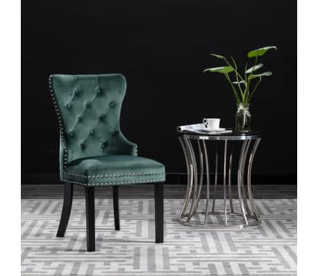 vidaXL Chaises &agrave; manger lot de 4 vert fonc&eacute; velours