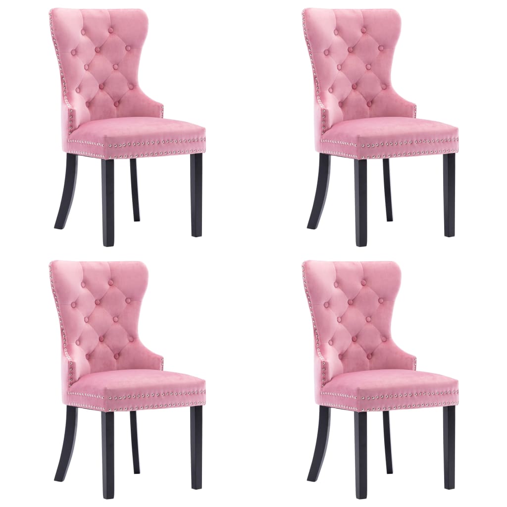 Valgomojo kėdės, 4vnt., rožinės spalvos, aksomas (2x287962)
