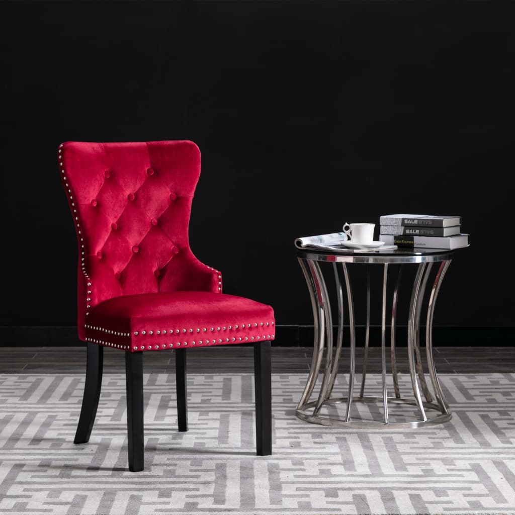 

vidaXL Eetkamerstoelen 6 st fluweel wijnrood