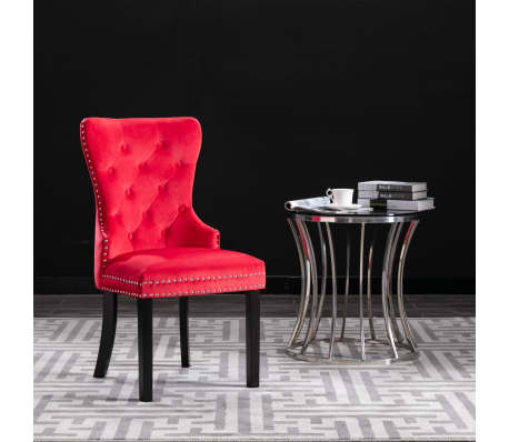 vidaXL Valgomojo kėdės, 4vnt., raudonos spalvos, aksomas (2x287965)