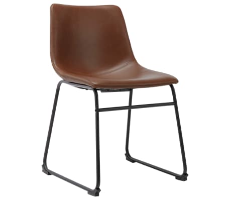 vidaXL Valgomojo kėdės, 2vnt., šviesiai rudos spalvos, dirbtinė oda