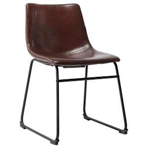 vidaXL Valgomojo kėdės, 2vnt., blizgios rudos spalvos, dirbtinė oda