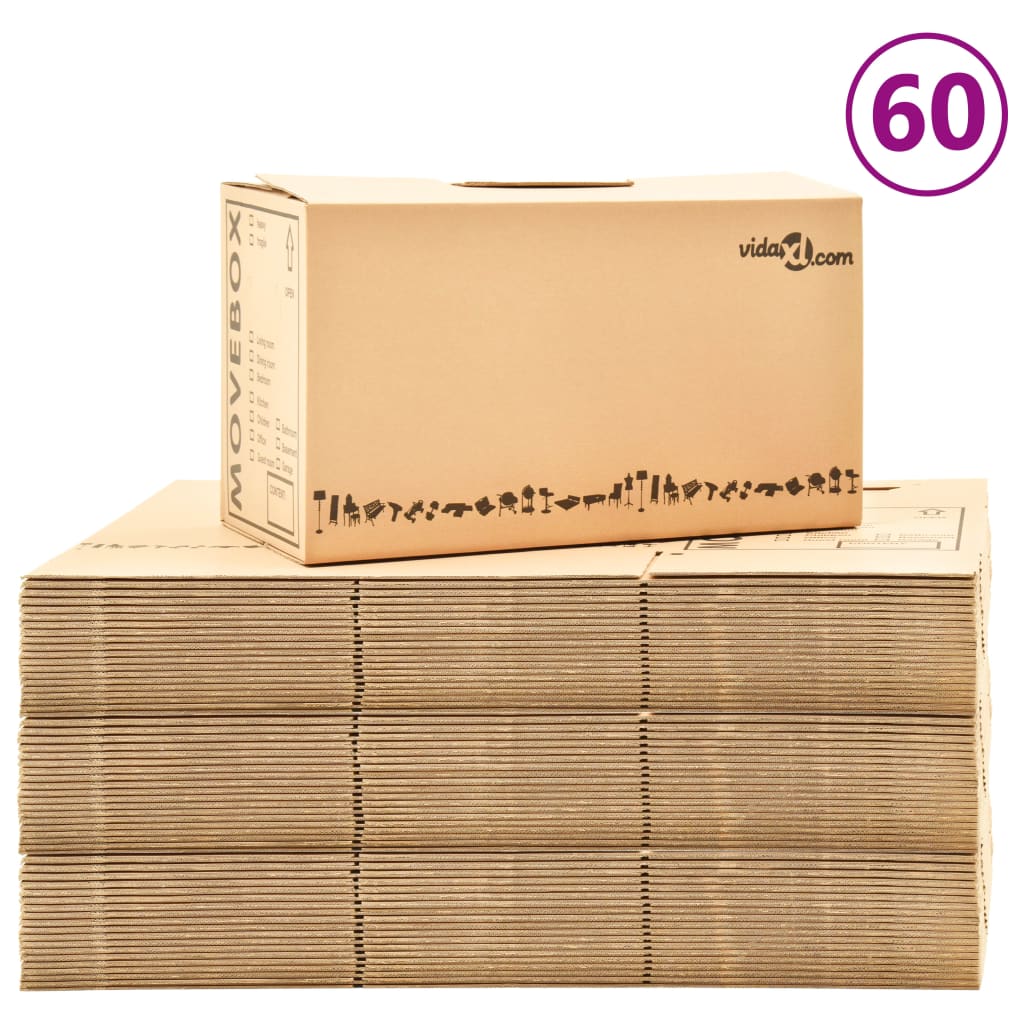 vidaXL Cutii pentru mutare din carton XXL 60 buc., 60 x 33 x 34 cm poza vidaxl.ro