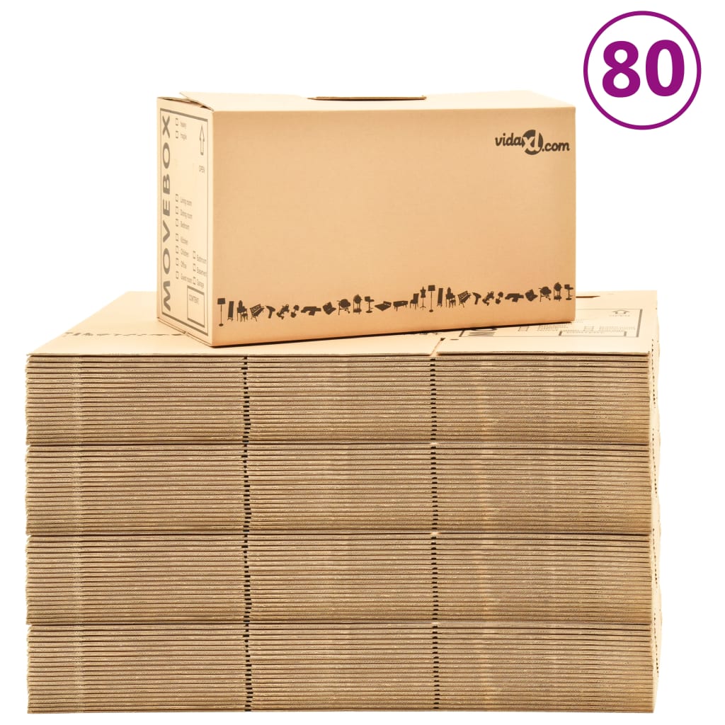 vidaXL Cutii pentru mutare din carton XXL 80 buc., 60 x 33 x 34 cm vidaxl.ro