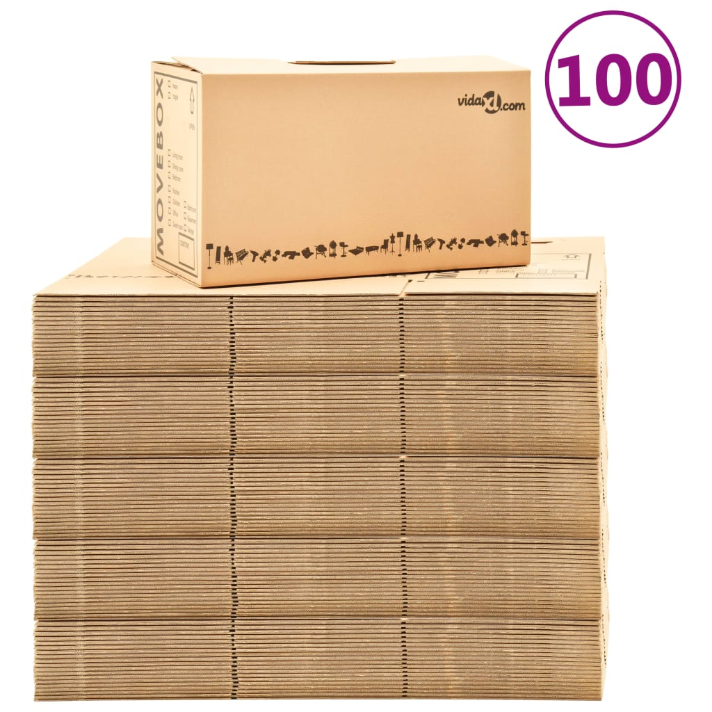 vidaXL Cutii pentru mutare din carton XXL 100 buc. 60 x 33 x 34 cm poza vidaxl.ro