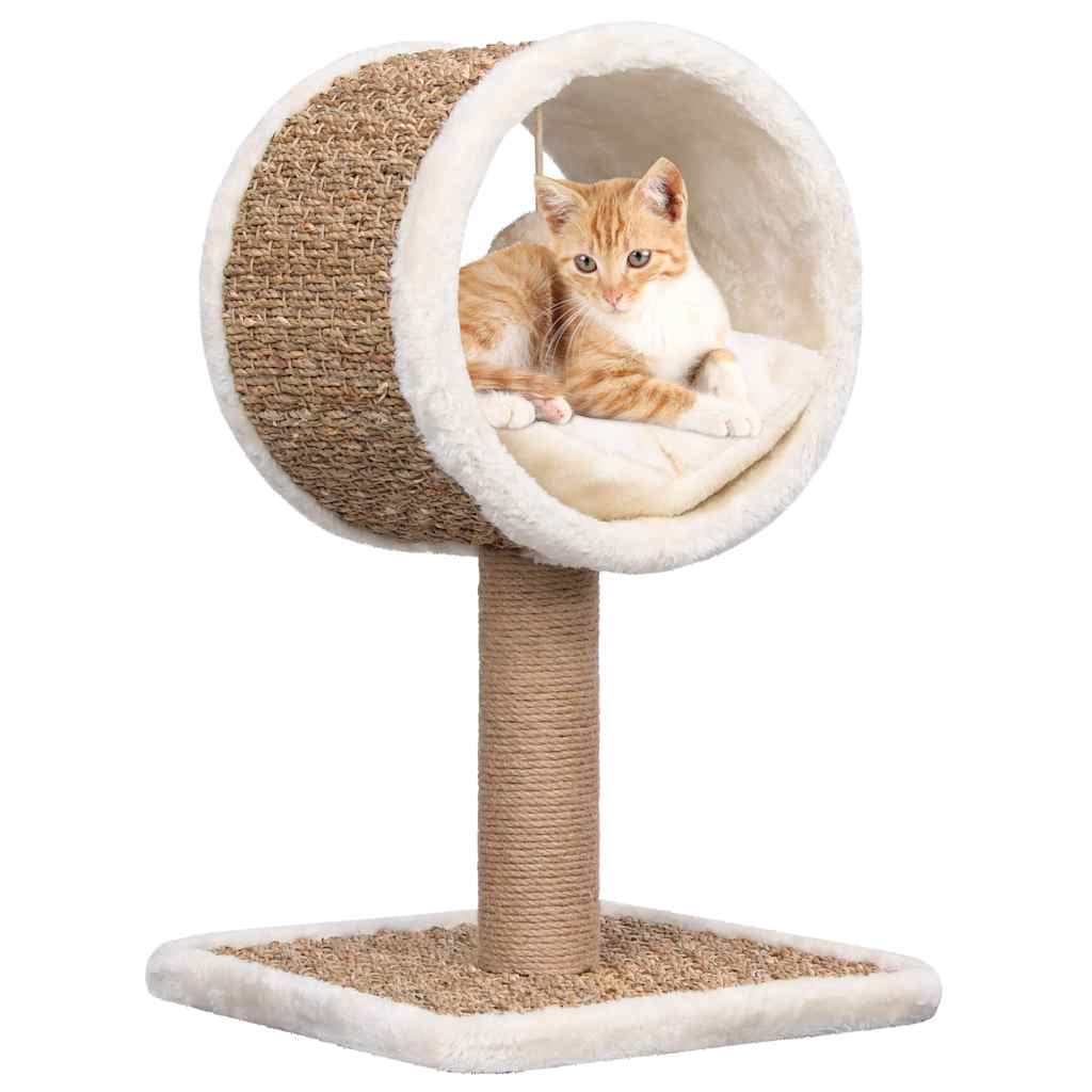 vidaXL Katzen-Kratzbaum mit Tunnel und Spielzeug 56 cm Seegras