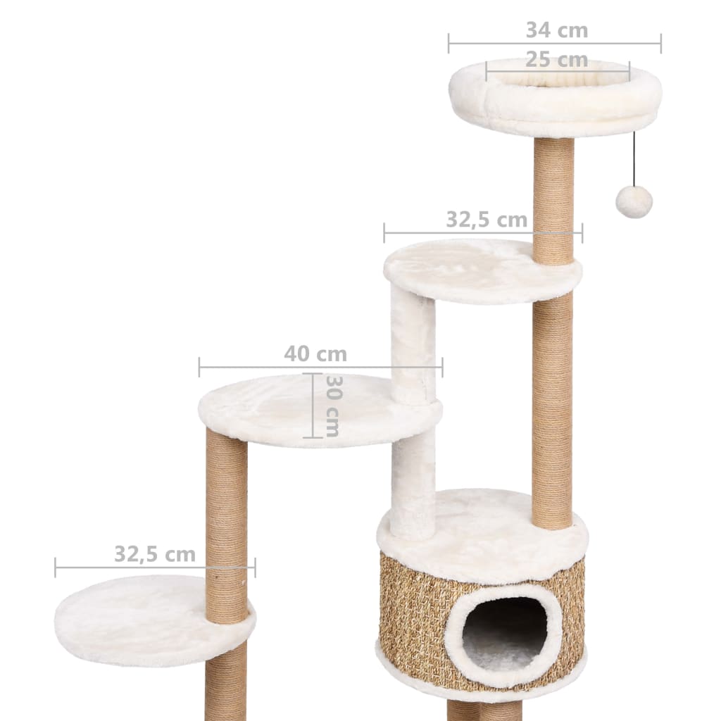 Kočičí strom luxusní podušky a škrabadlo 148 cm mořská tráva