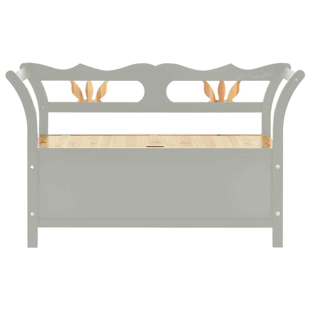 vidaXL Storage Bench 126 cm Grey Solid Fir Wood