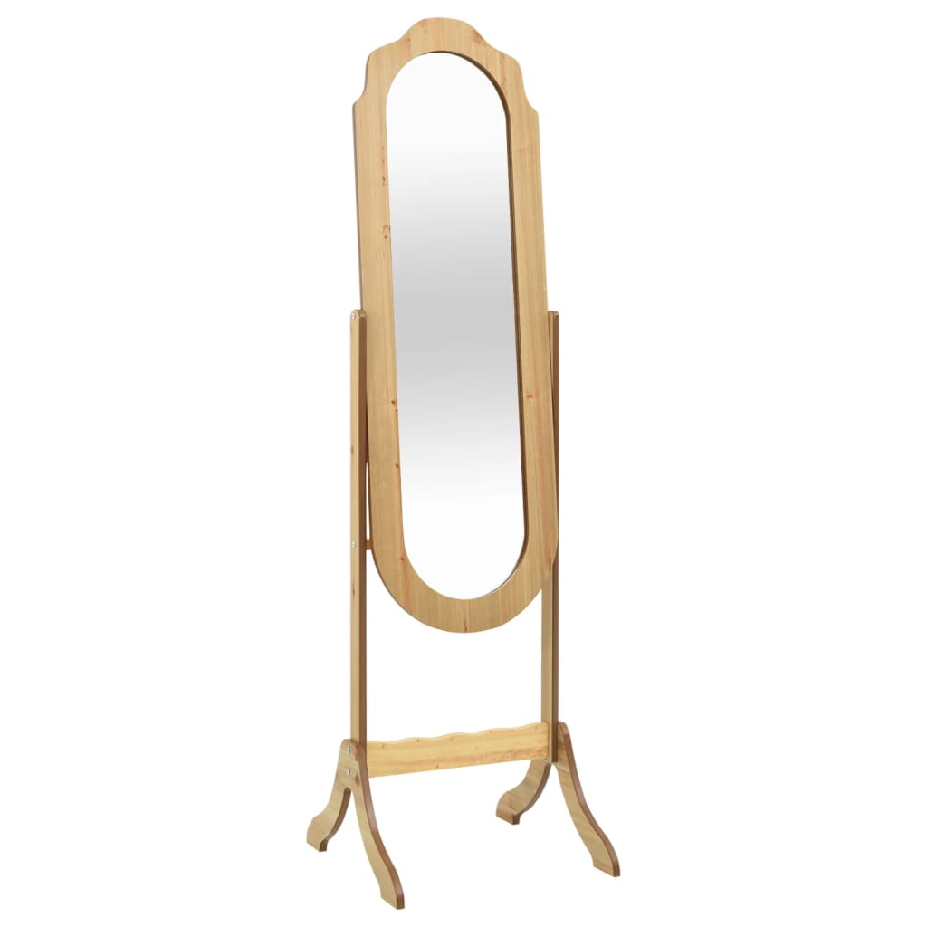 Volně stojící zrcadlo světlé dřevo 46 x 48 x 164 cm