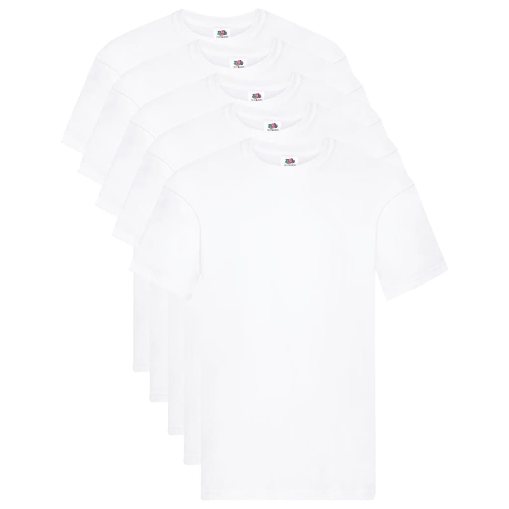 Fruit of the Loom T-shirts originais 5 pcs algodão M branco