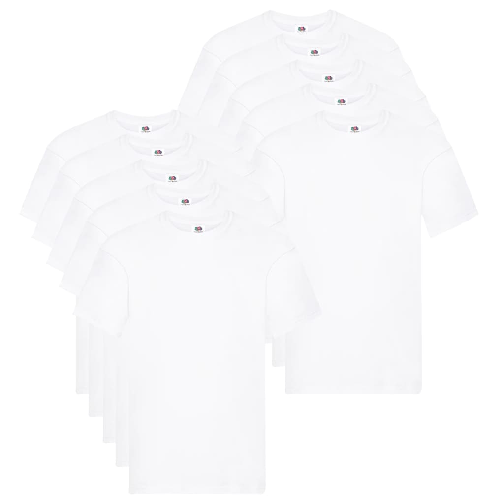 Fruit of the Loom T-shirts originais 10 pcs algodão 3XL branco