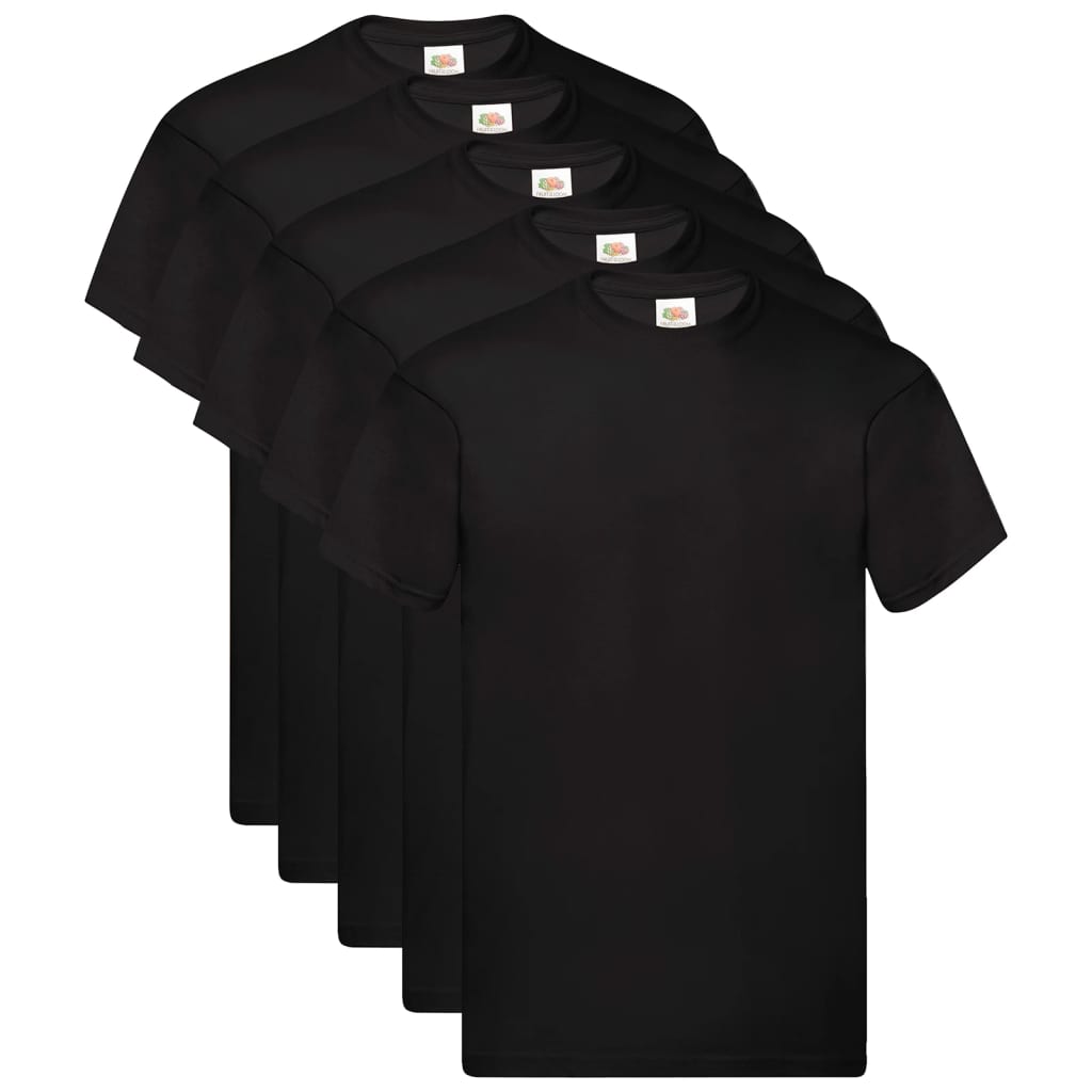 Fruit of the Loom T-shirts originaux 5 pcs Noir L Coton