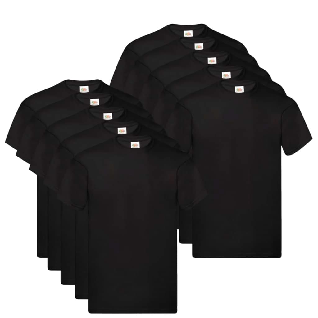 Fruit of the Loom Original T-shirts 10 pcs Black S Cotton