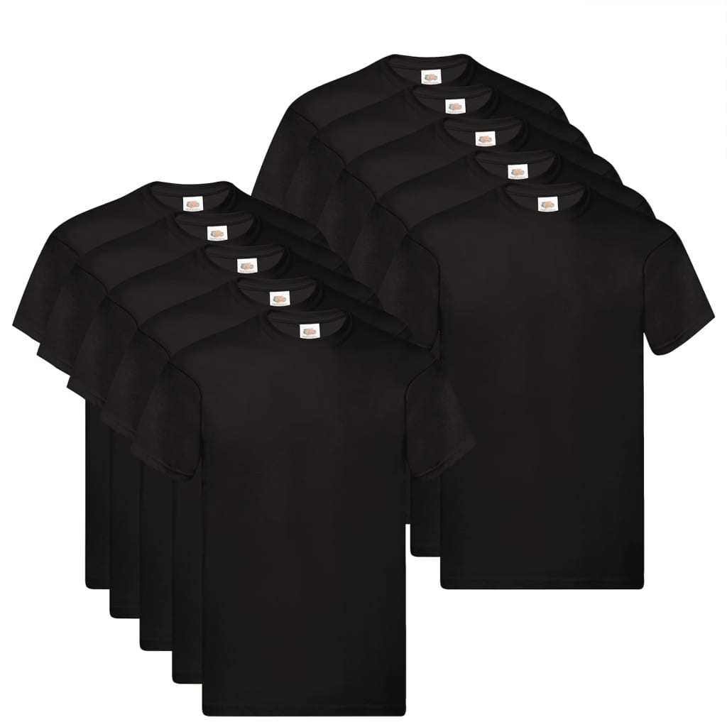 Fruit of the Loom Original T-shirts 10 pcs Black M Cotton