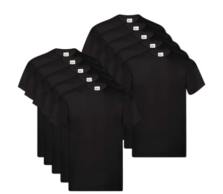 Fruit of the Loom Marškinėliai, 10vnt., juodi, medvilnė, 5XL