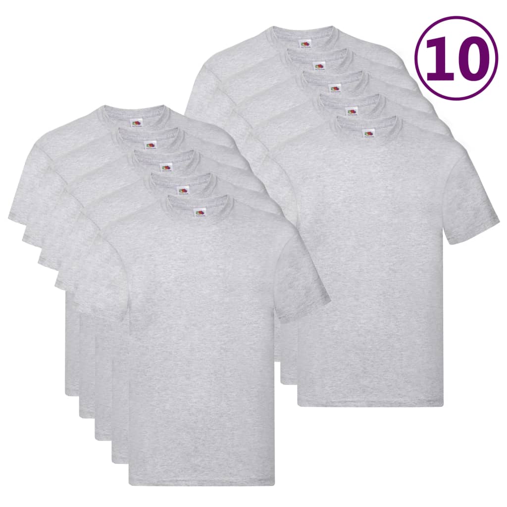 Fruit of the Loom Tricouri originale, 10 buc., gri, 5XL, bumbac vidaxl.ro