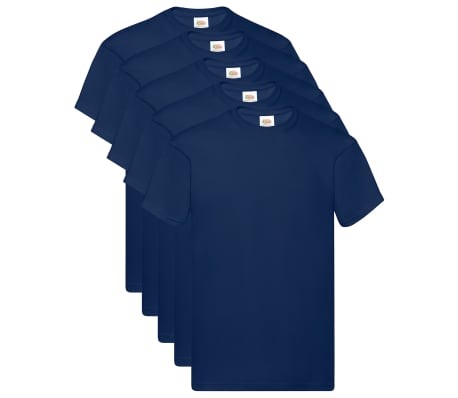 Fruit of the Loom T-shirts originaux 5 pcs Bleu marine XL Coton