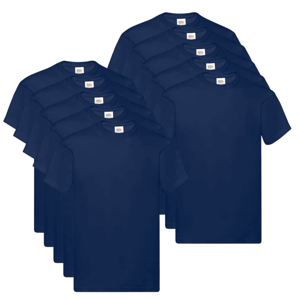 Fruit of the Loom T-shirts originaux 10 pcs Bleu marine M Coton