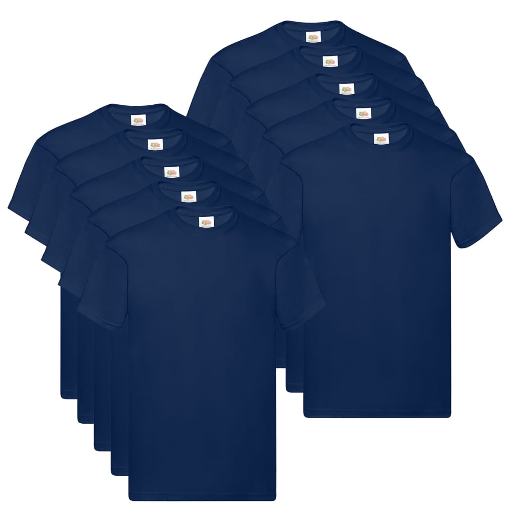Fruit of the Loom T-shirts originaux 10 pcs Bleu marine 4XL Coton
