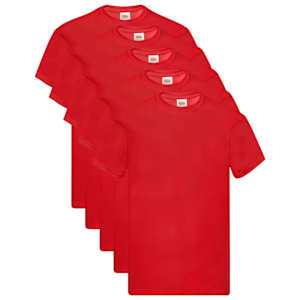 Fruit of the Loom Camisetas originales 5 uds rojo L algod&oacute;n