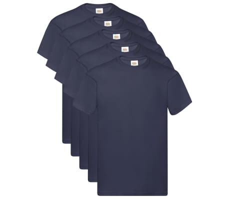 Fruit of the Loom Original T-shirts 5 pcs Deep Navy L Cotton