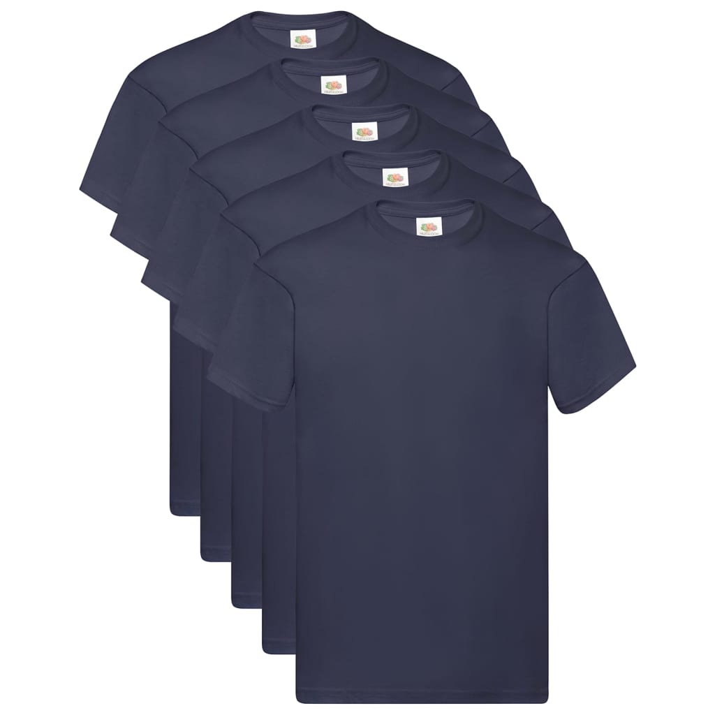 Fruit of the Loom T-shirts originaux 5 pcs Bleu marine XXL Coton
