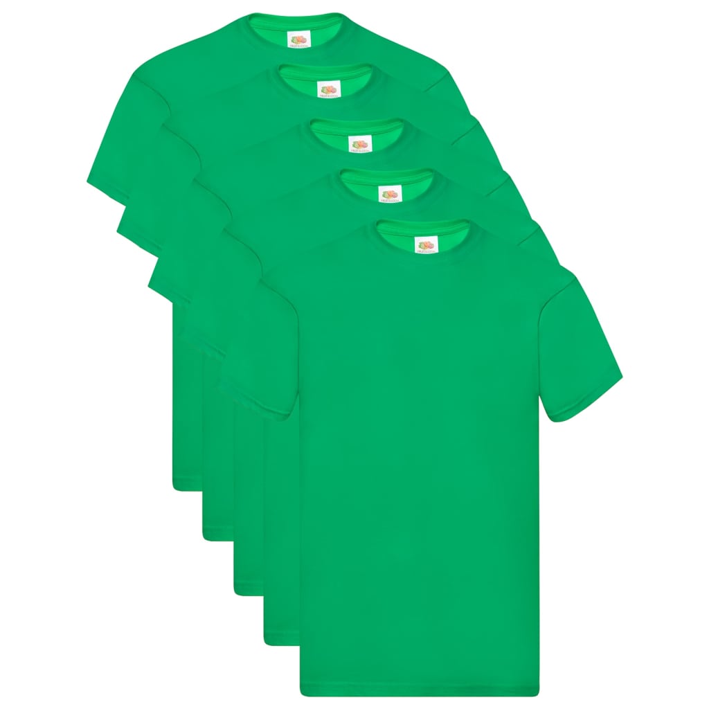 Fruit of the Loom T-shirts originais 5 pcs algodão XL verde