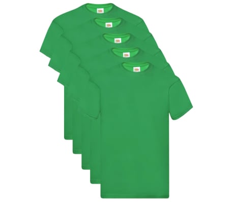 Fruit of the Loom Original T-shirts 5 pcs Green 3XL Cotton
