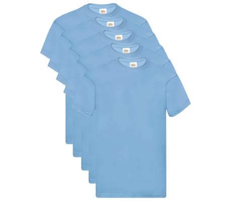 Fruit of the Loom T-shirt Original 5 τεμ. Γαλάζια XXL Βαμβακερά
