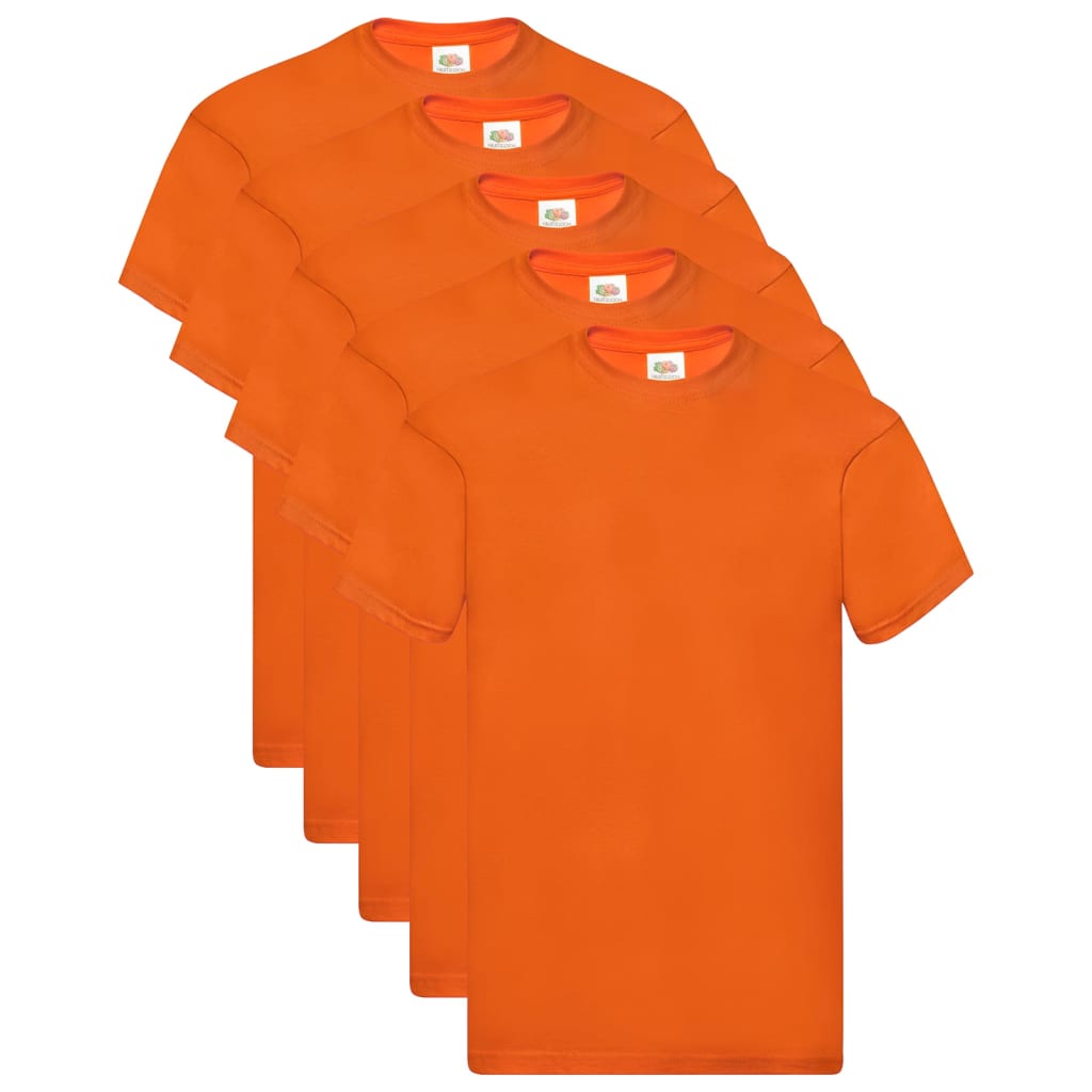 Fruit of the Loom T-shirts Original 5 st S katoen oranje
