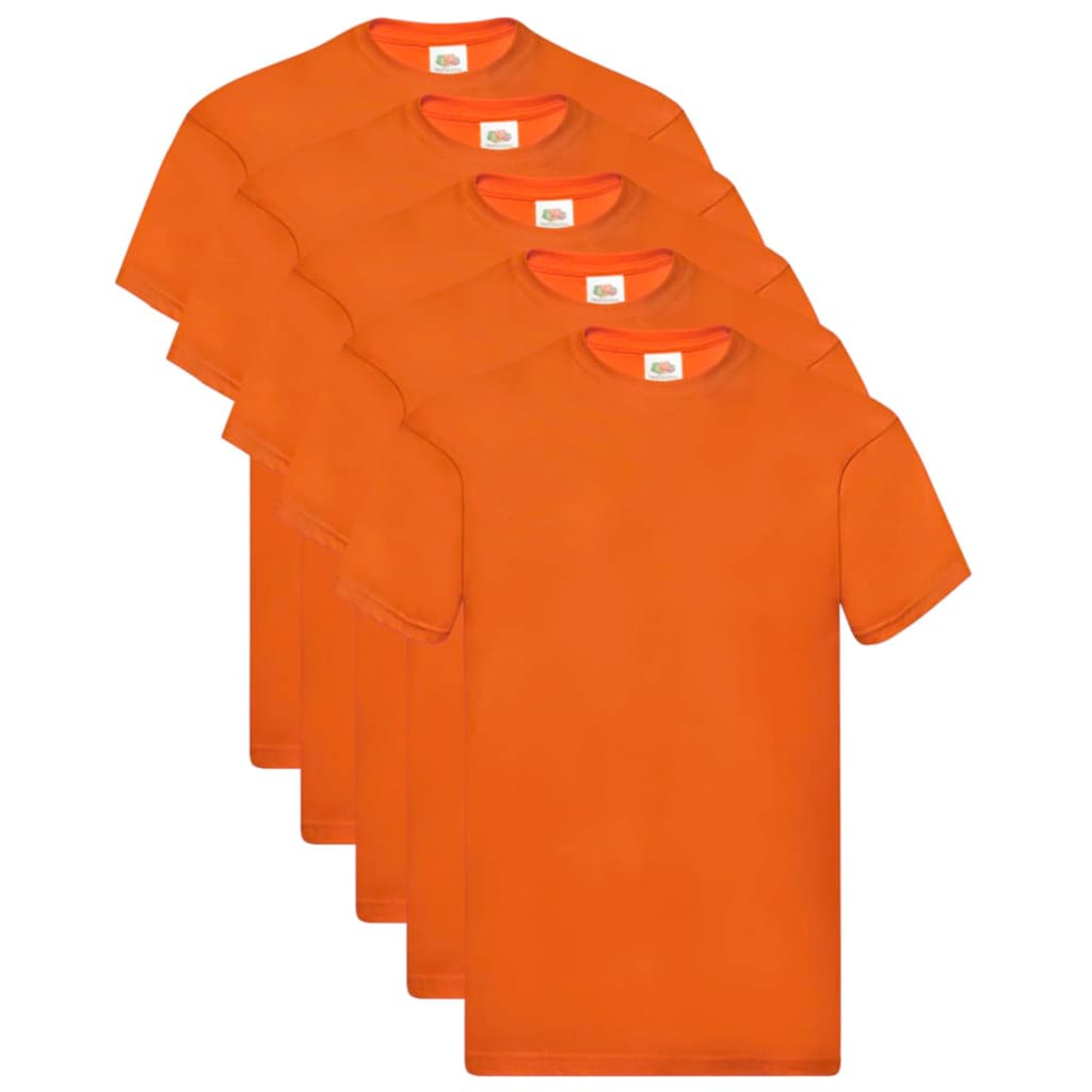 Fruit of the Loom Original T-Shirts 5 Stk. Orange M Baumwolle